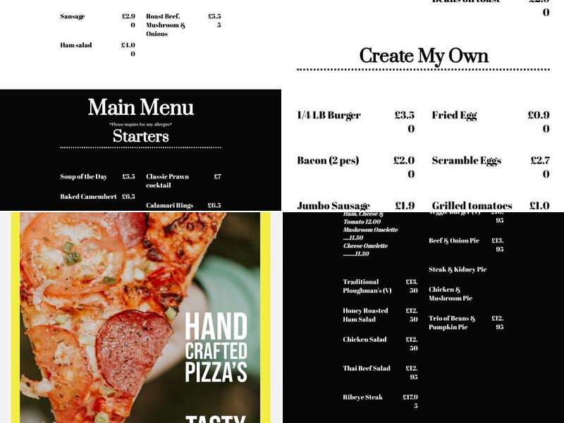 Royal Oak Flimwell Menu