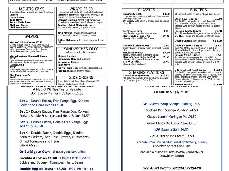 The Star Inn Menu