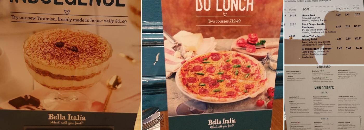 Bella Italia - Irving Street Menu