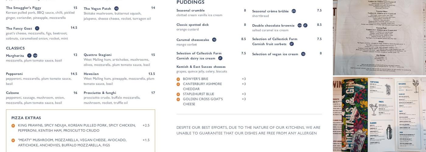 The Great House Menu