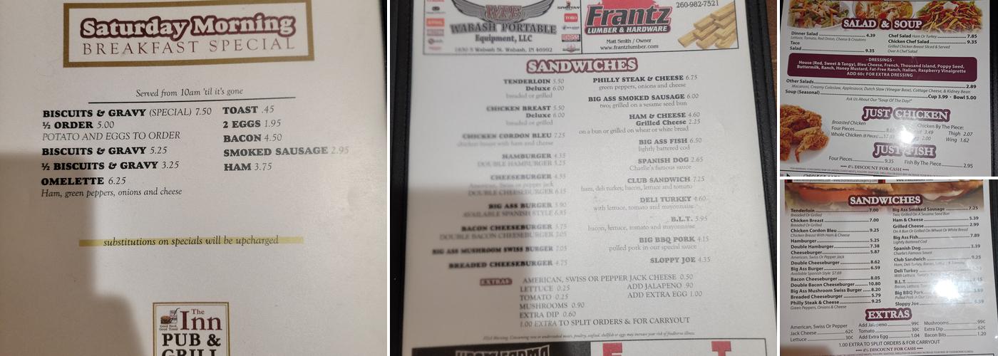 The Inn Pub & Grill Menu