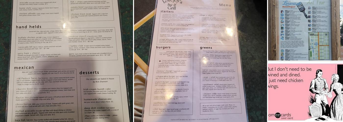 Lovejoy's Bar & Grill Menu