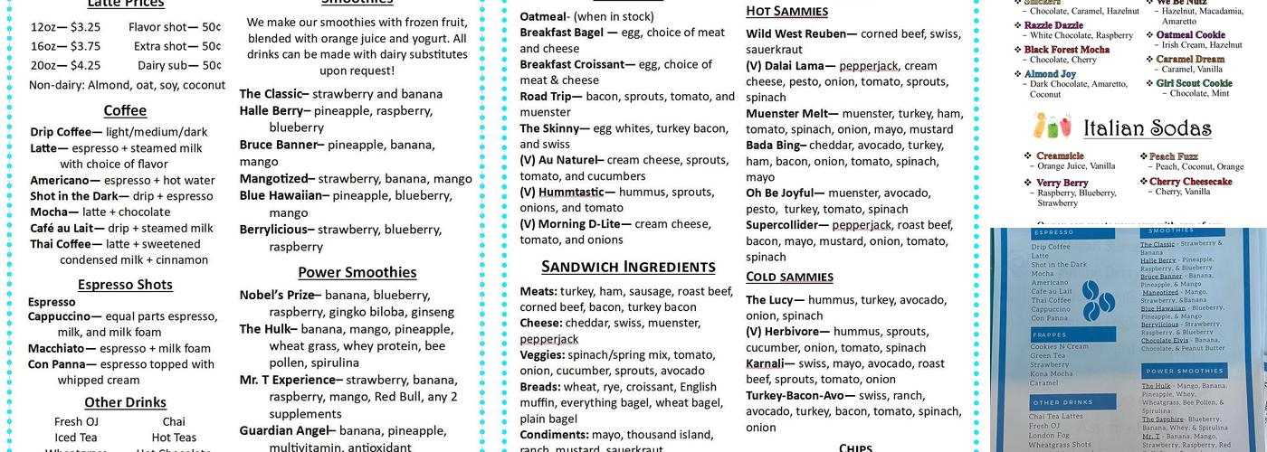Grounds Internet & Coffee Lounge Menu