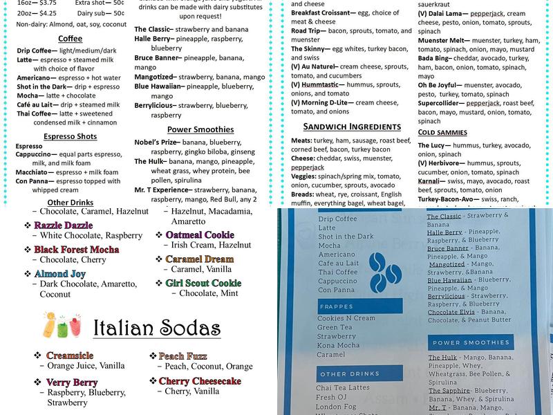 Grounds Internet & Coffee Lounge Menu