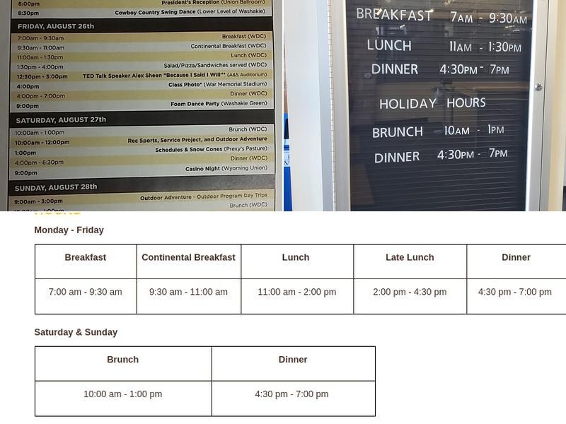Washakie Dining Center Menu