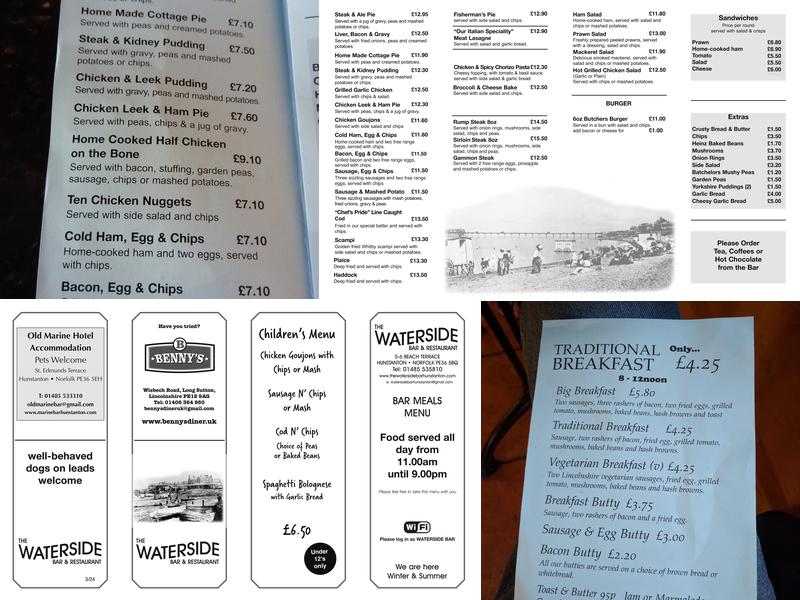 Waterside Bar Menu