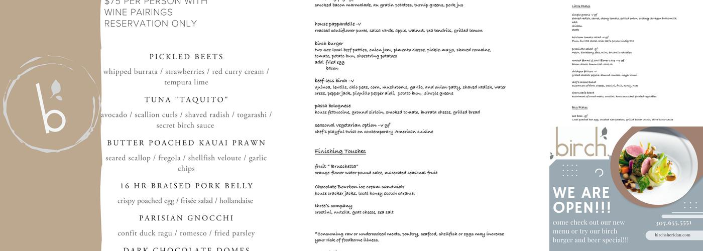 Birch Menu