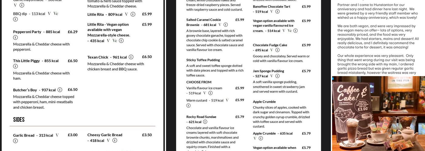 Honeystone Menu