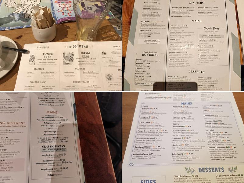 Bella Italia - St Martins Lane Menu