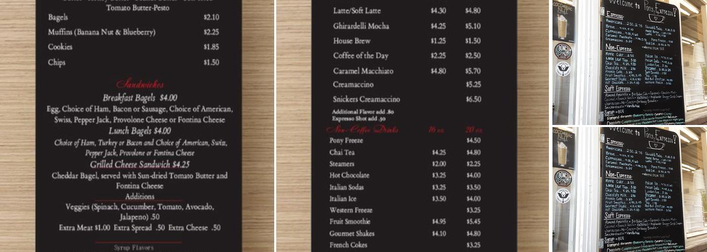 Pony Expresso Menu