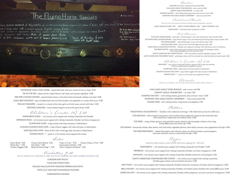 The Flying Horse Menu