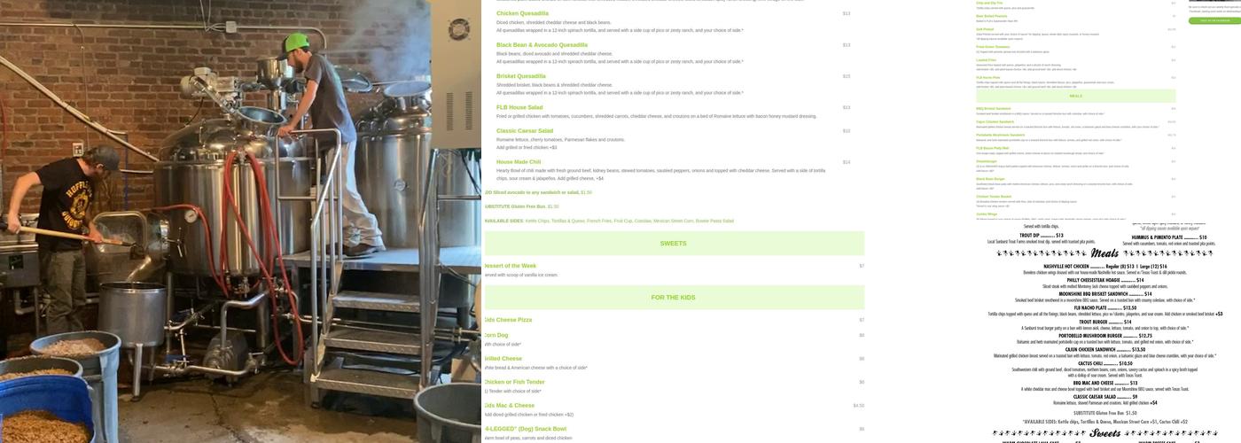 Frog Level Brewing Co Menu