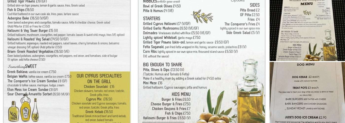 William the Conqueror Menu