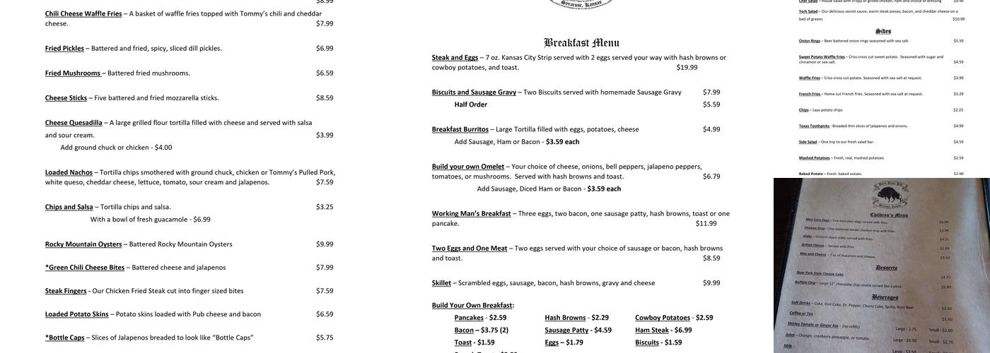 Black Bison Pub Menu