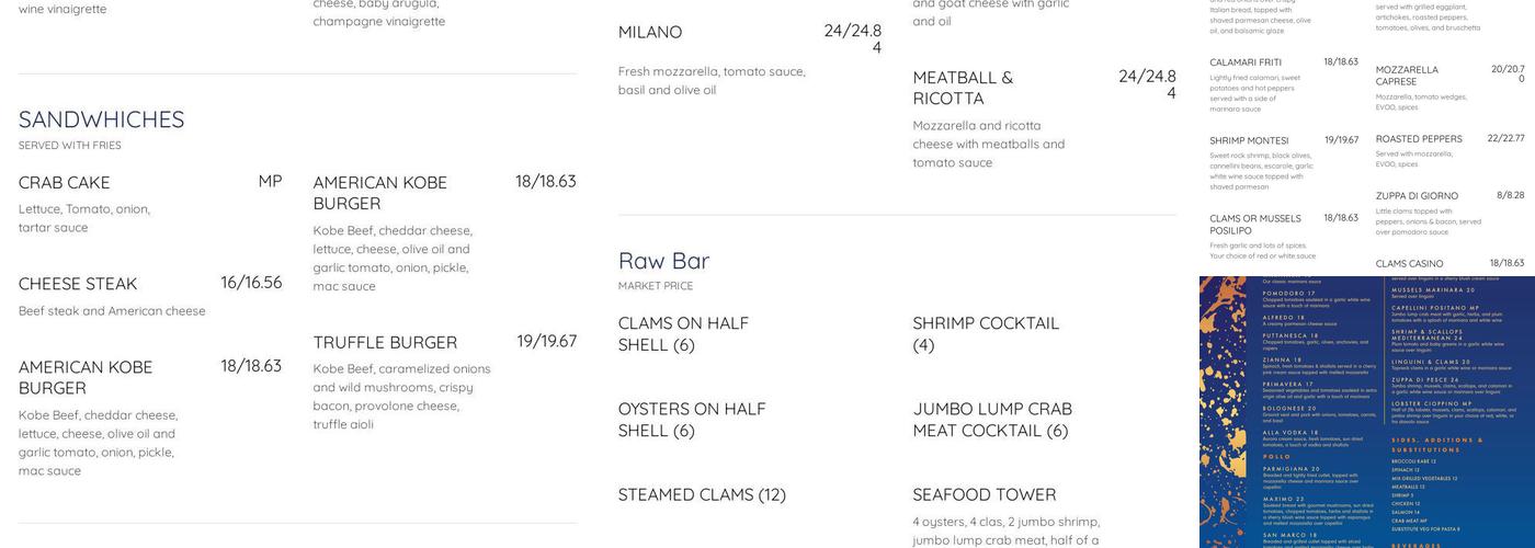 Lamberti's Sunset Marina & Restaurant Menu