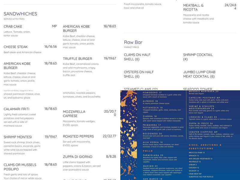 Lamberti's Sunset Marina & Restaurant Menu