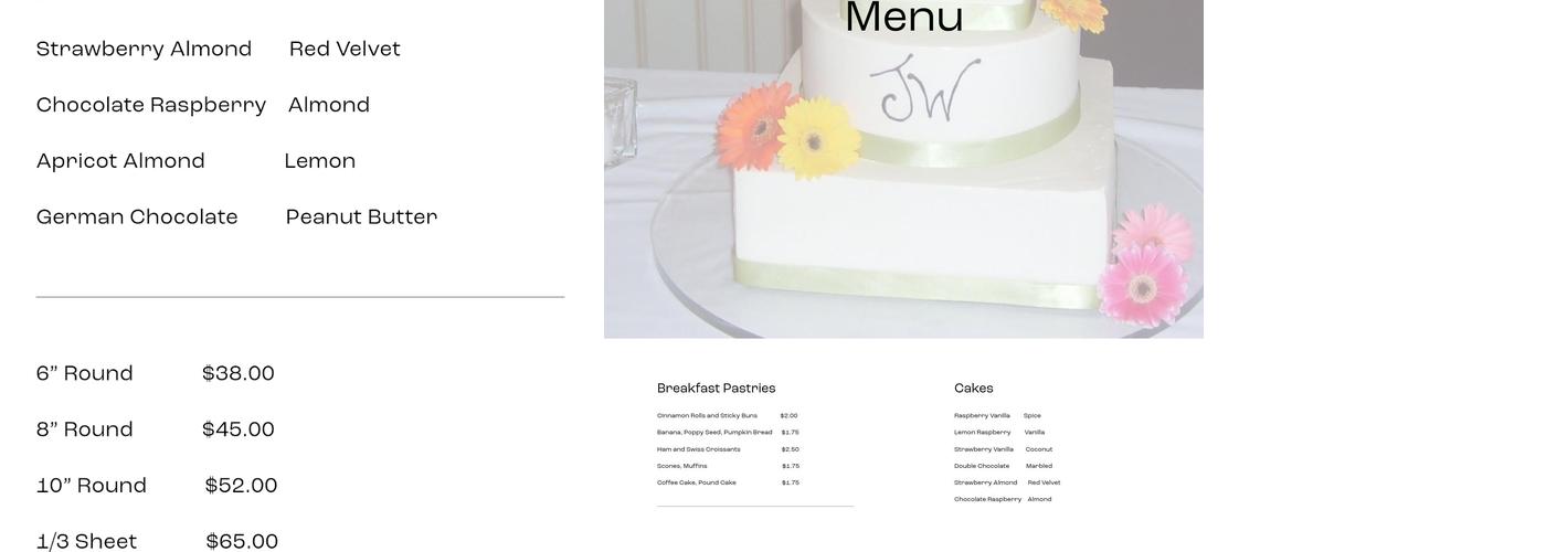 Bittersweet Bakery Menu