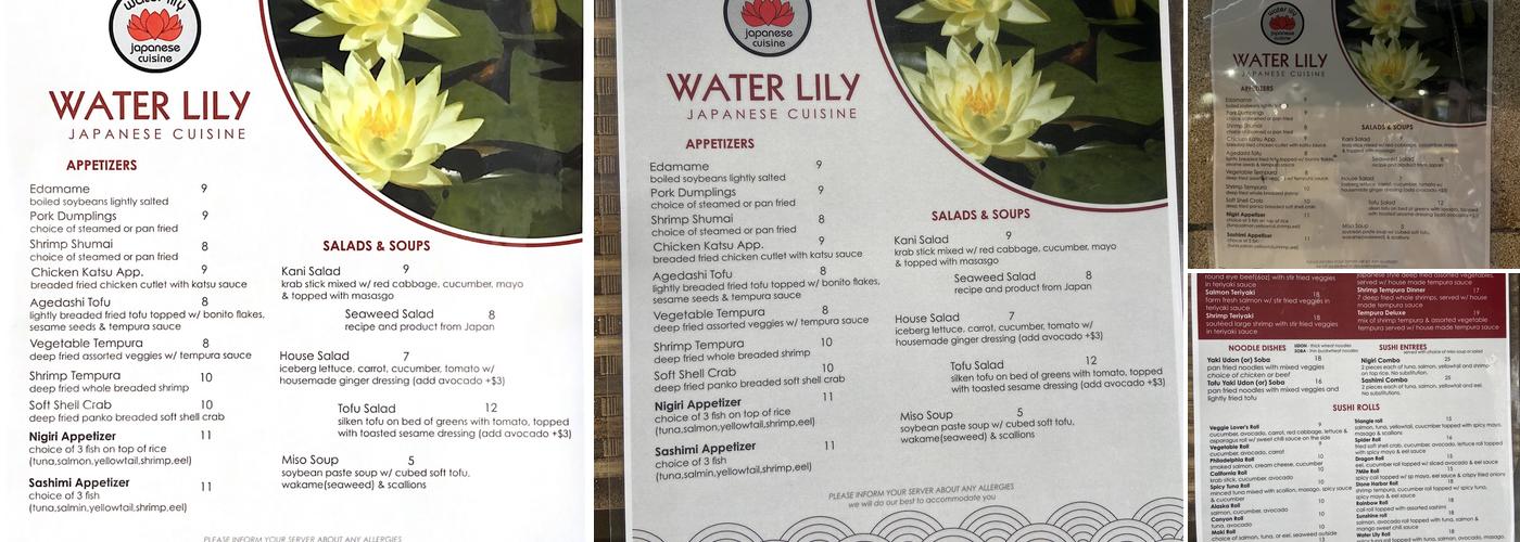 Water Lily Japanese Cuisine Menu