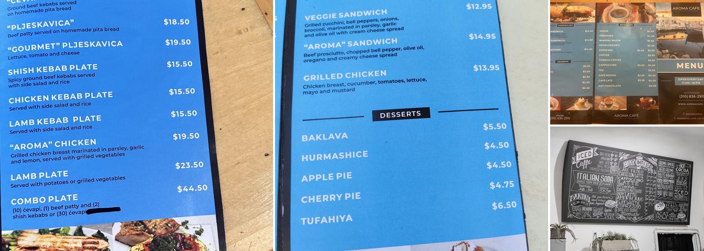 Aroma Cafe Menu