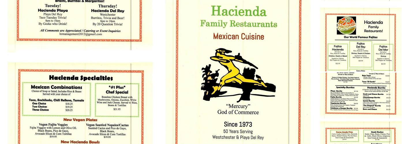 Hacienda Playa Del Rey Menu