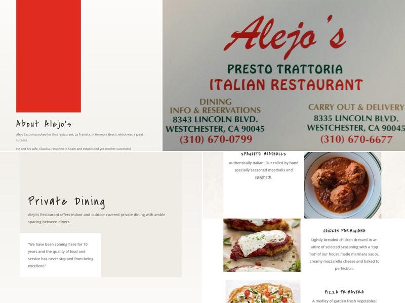 Alejo's Presto Trattoria Italian Restaurant Menu