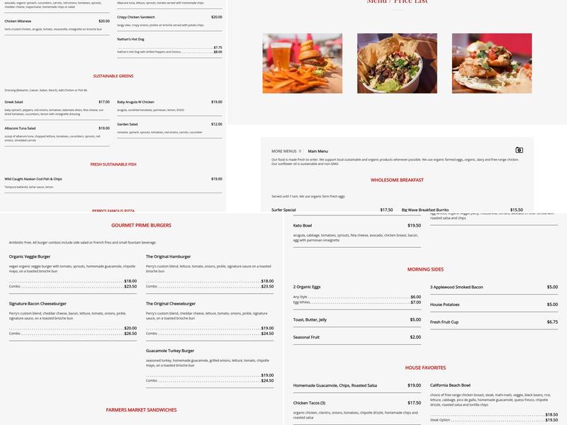 Perry’s Cafe & Beach Rentals - 1200 Menu