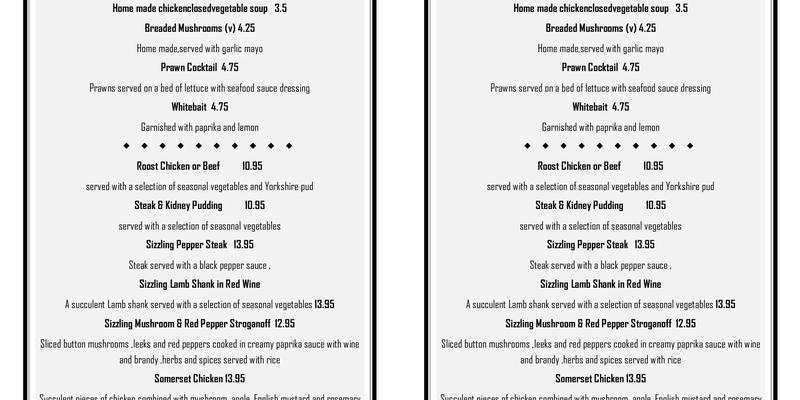 The Locomotive Pub & Restaurant Menu