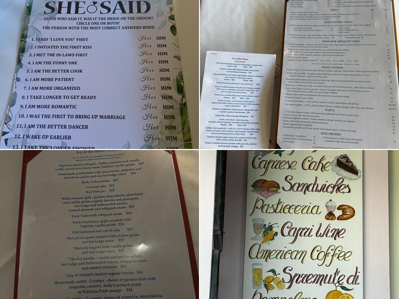 Ivy at the Shore Menu