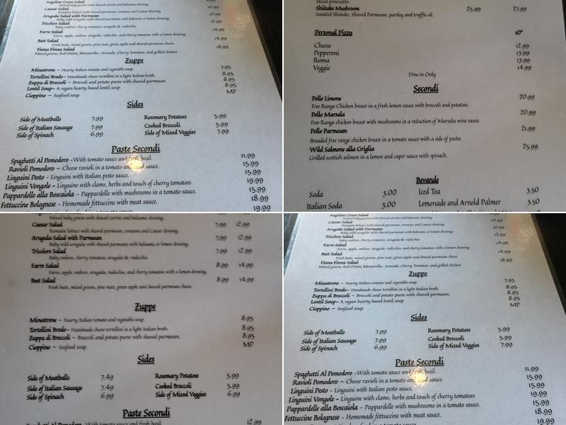 Angelino's Trattoria Menu