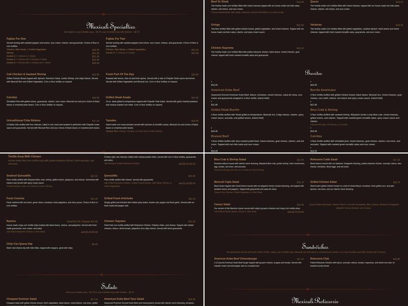 Mexicali Cocina Cantina Menu