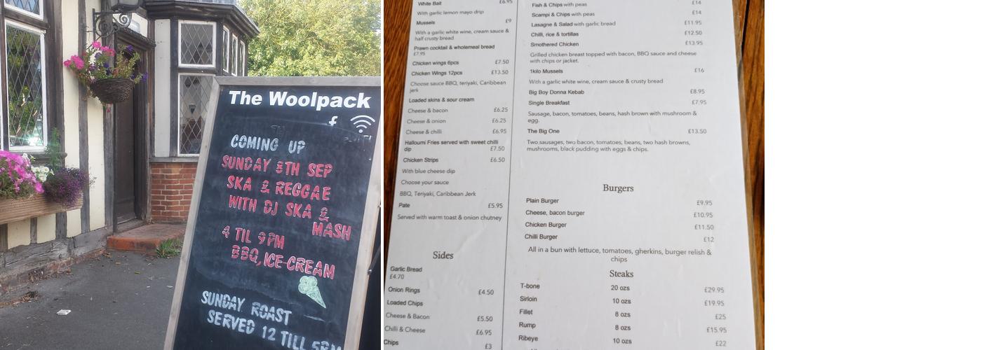 Woolpack Inn Menu