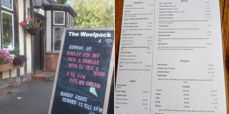 Woolpack Inn Menu