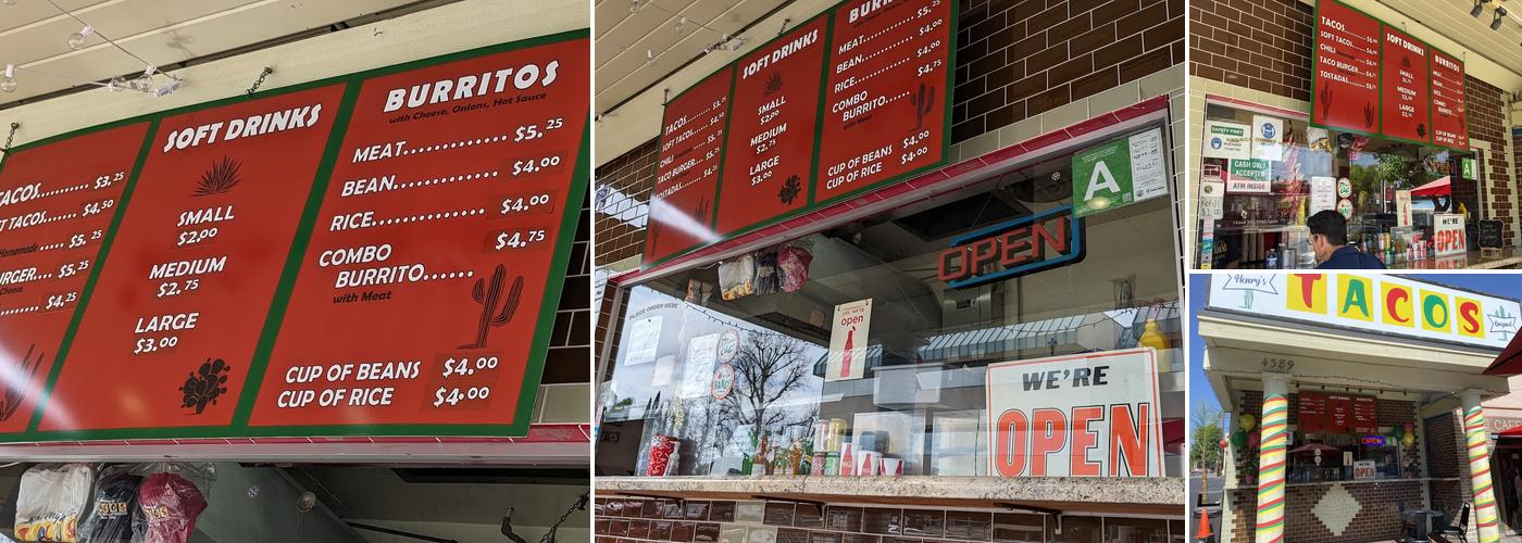 Henry's Tacos Menu