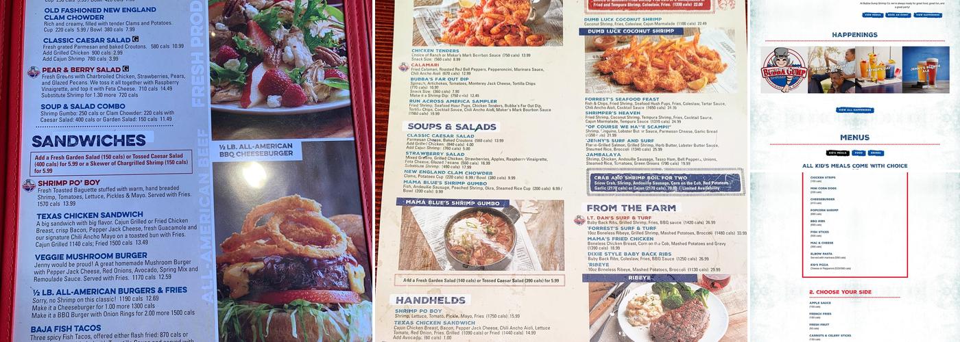Bubba Gump Shrimp Co. Menu