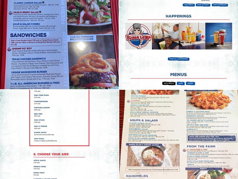 Bubba Gump Shrimp Co. Menu