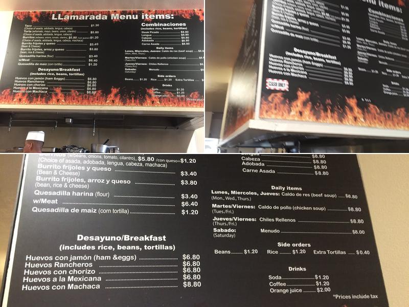 Llamarada Menu