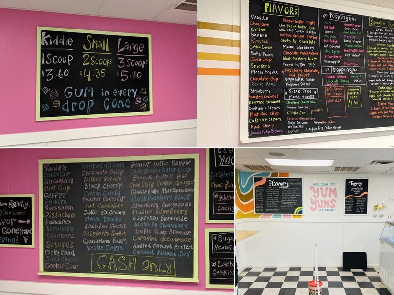Yum Yums Ice Cream Menu