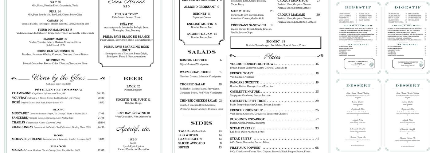 Petit Trois Menu