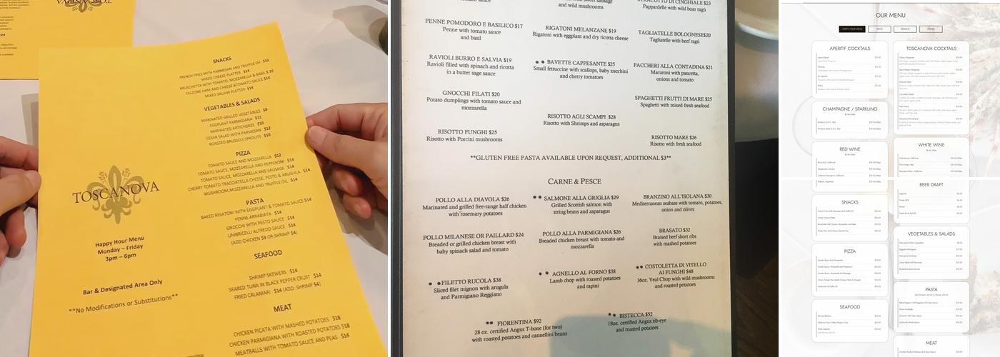 Toscanova Menu