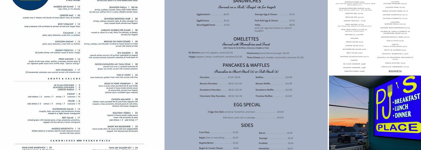 PJ'S Place Menu