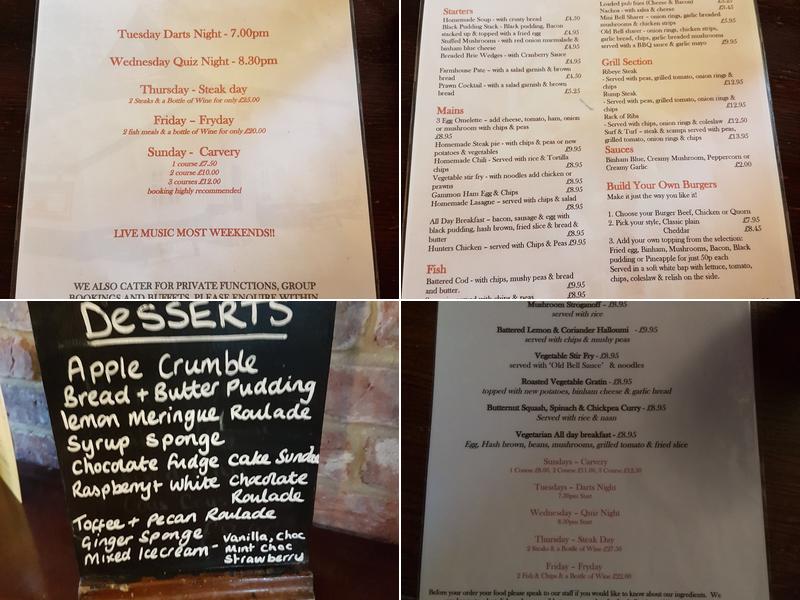 The Old Bell Menu