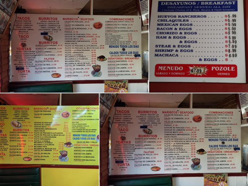The Rancherito Menu