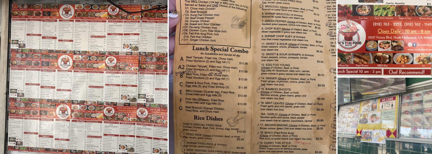 Vic’s Thai Food to go Menu