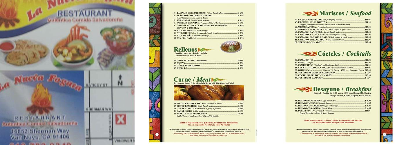 La Nueva Fogata Menu