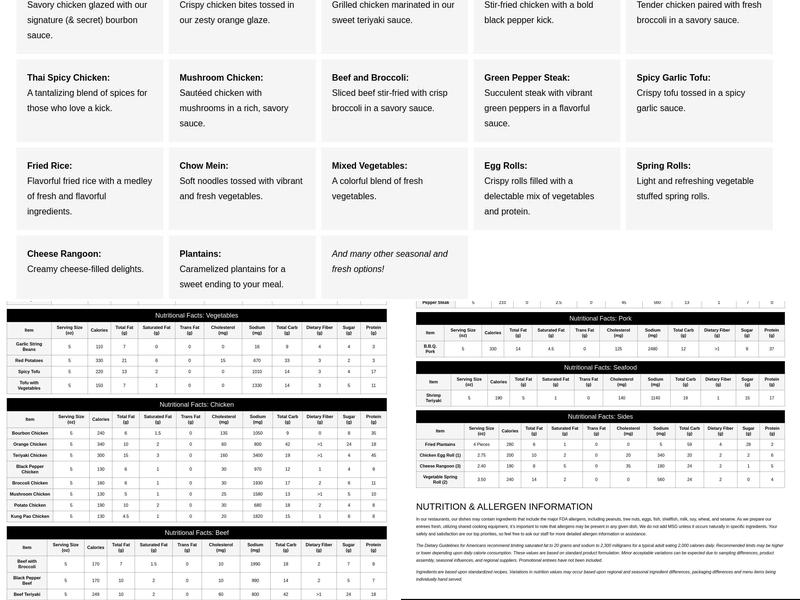 Asian Chao Jersey Shore Menu