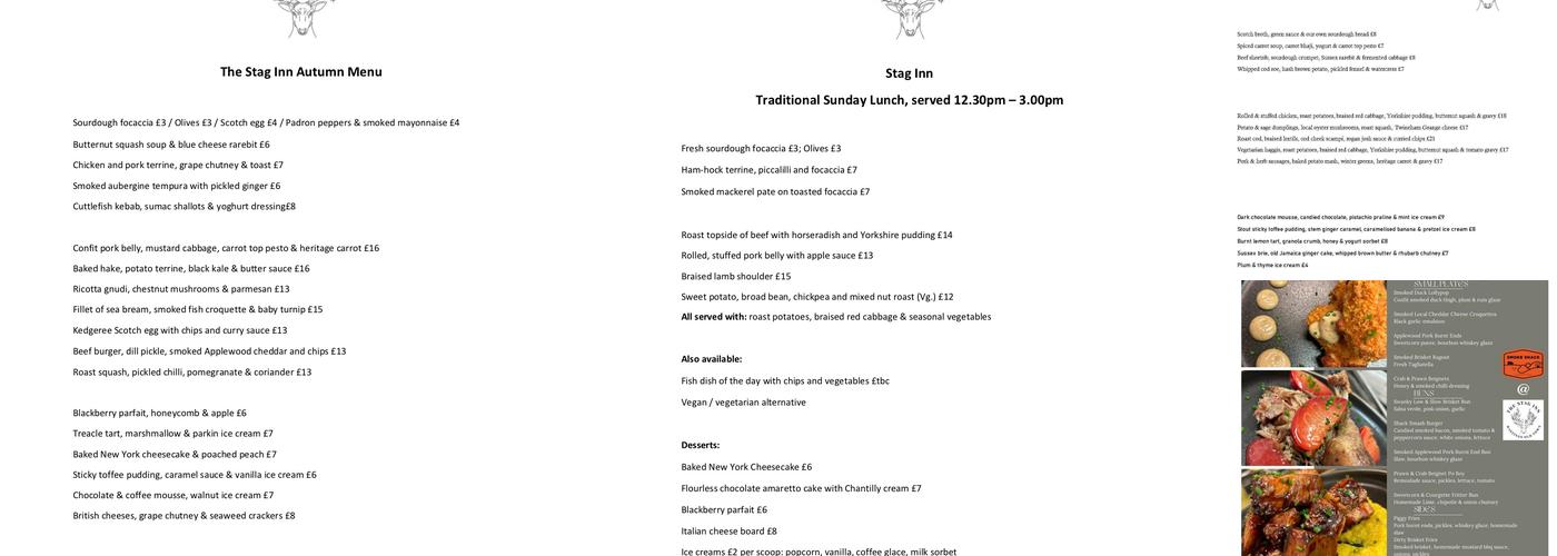 Stag Inn Menu