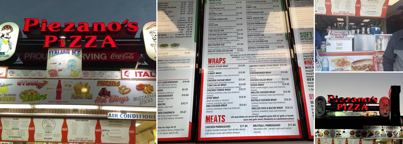Piezano's Pizza Menu