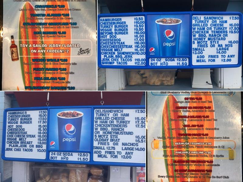 Riptide Bar Menu
