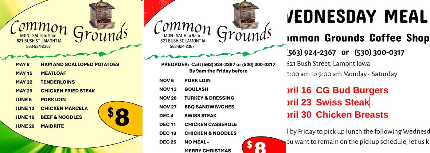 Common Grounds Coffee House Menu