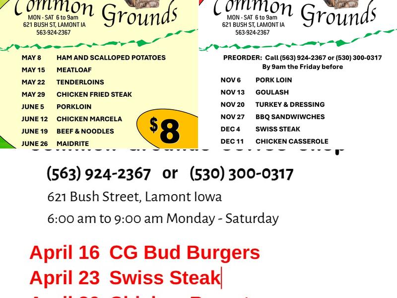 Common Grounds Coffee House Menu